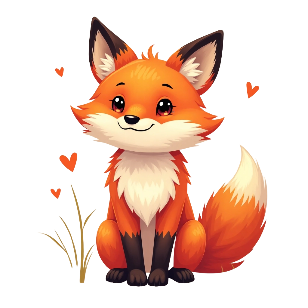 Cute Fox with Hearts